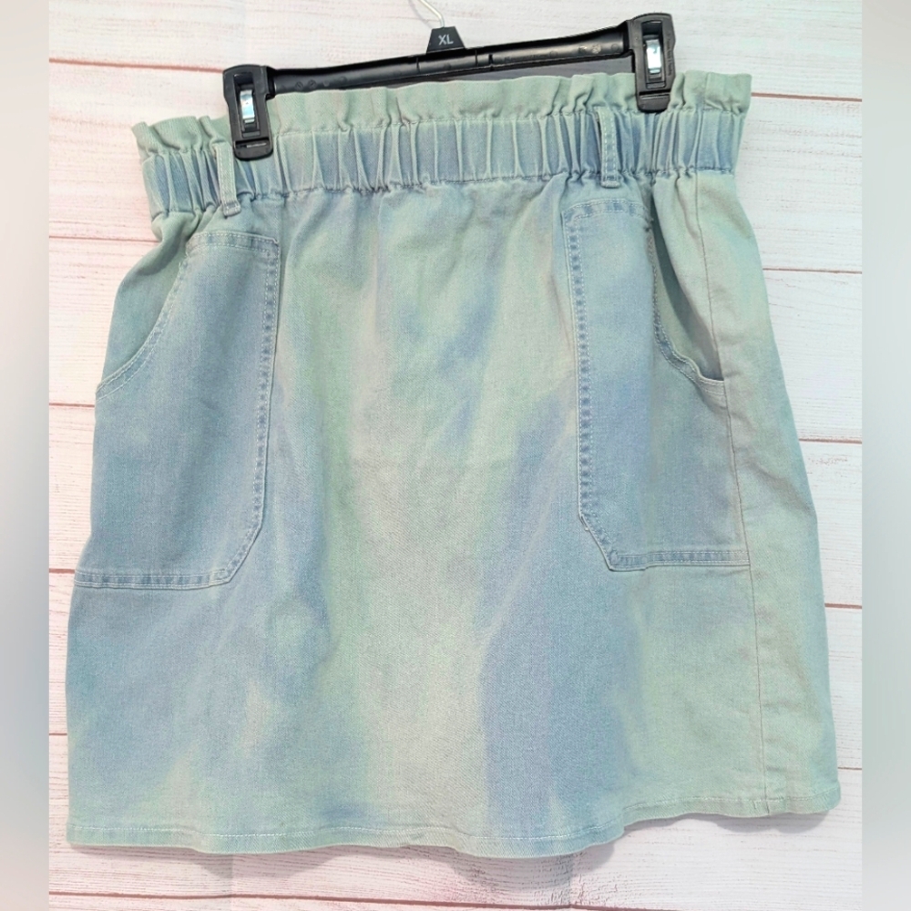 Kancy Kole Stylish High Waisted Denim Adorable 🤩 Paper Bag Skirt Size 2XL